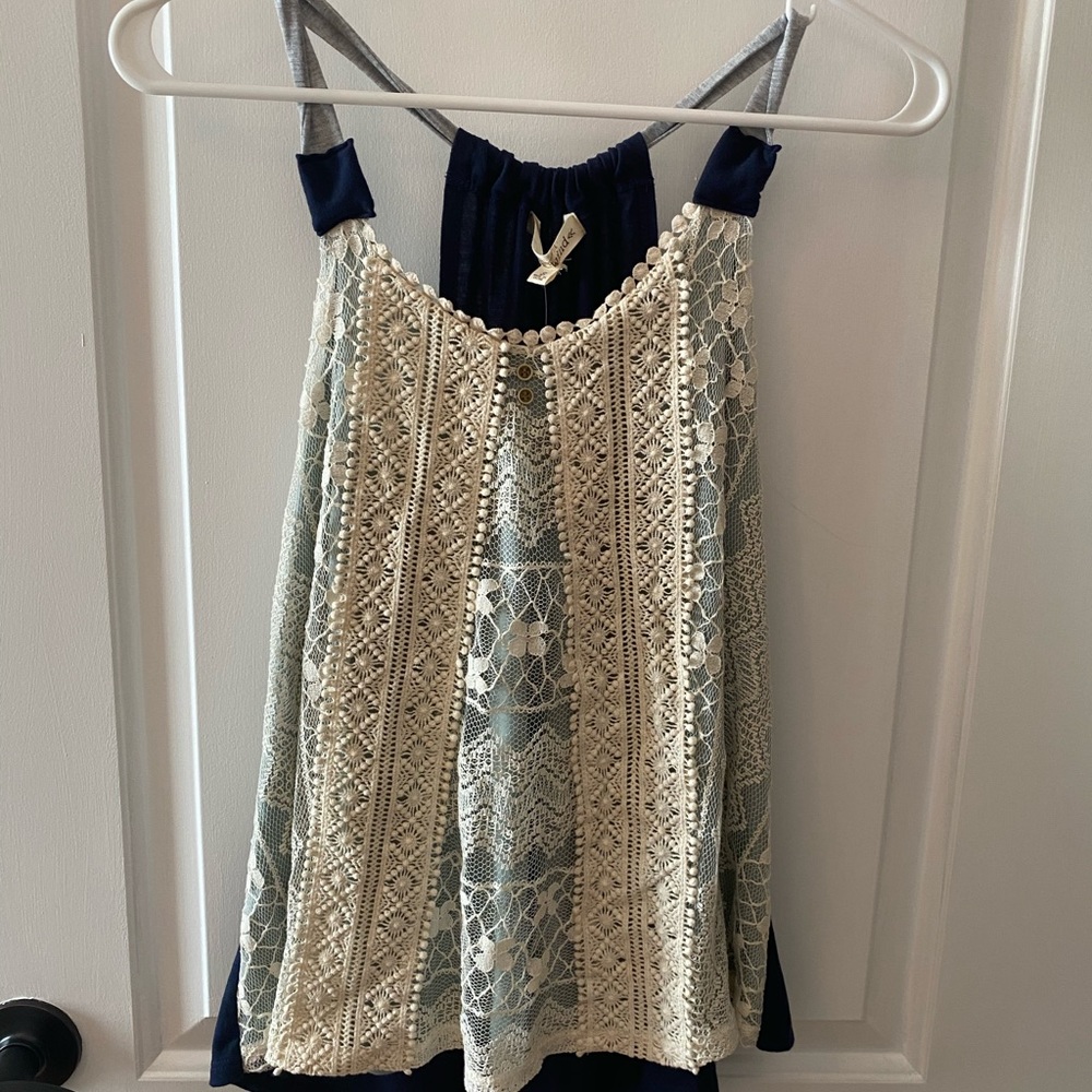 rewind crocheted lace tank top size small